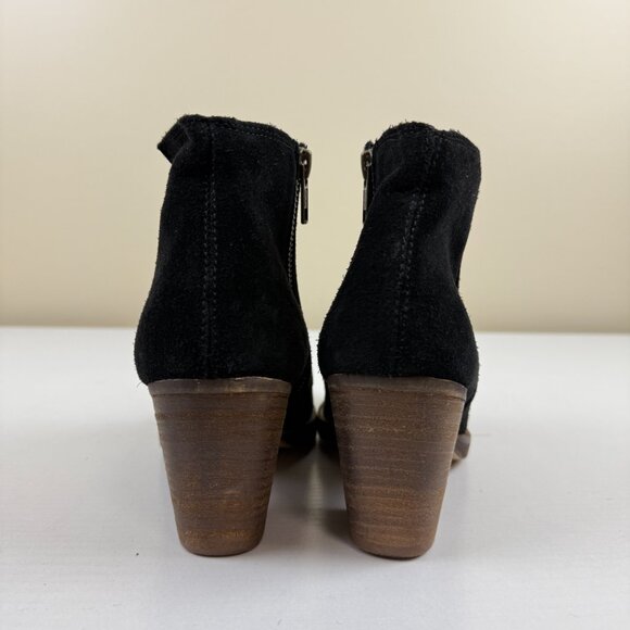 Like New Steve Madden RESOLV Black Suede Leather Ankle Boots Block Heel - Picture 4 of 12